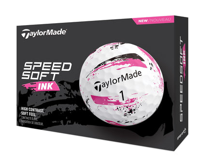 TaylorMade 2024 SpeedSoft Ink Golf Balls - Pink/Dozen(12) - NEW