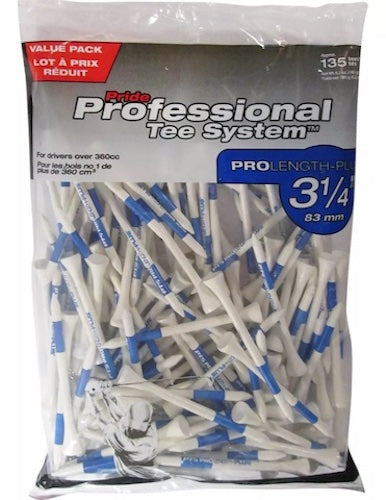Pride Professional Tee System - 135 Count - White/Blue - 3-1/4''
