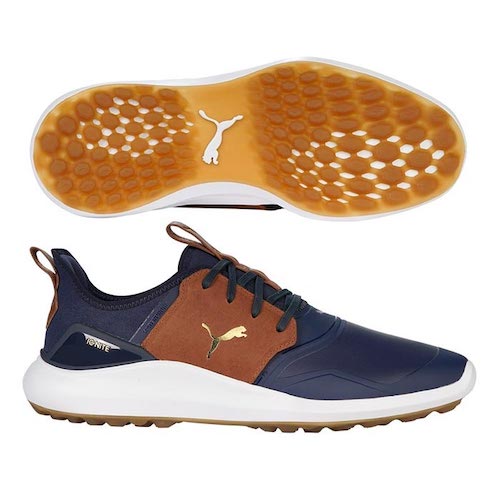 PUMA IGNITE NXT Crafted Golf Shoes - Peacoat / Leather / Gold