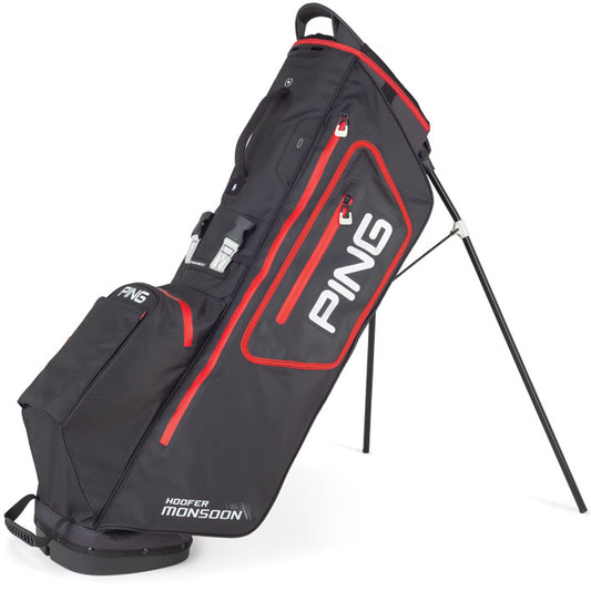 PING Hoofer Monsoon Double Strap Stand Bag - Black / Scarlet / White